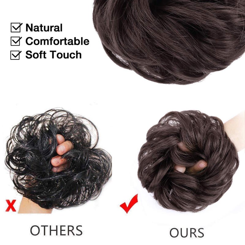 MORICA 2PCS Messy Hair Bun Hair Scrunchies Extension Curly Wavy fake hair bun Synthetic Chignon hair pieces for Women(6#) - Image 4